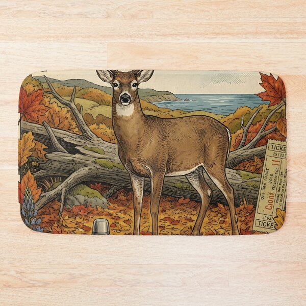 Item preview, Deer watches autumn picnic near Nova Scotia shores designed and sold by CoffeeinBloom.