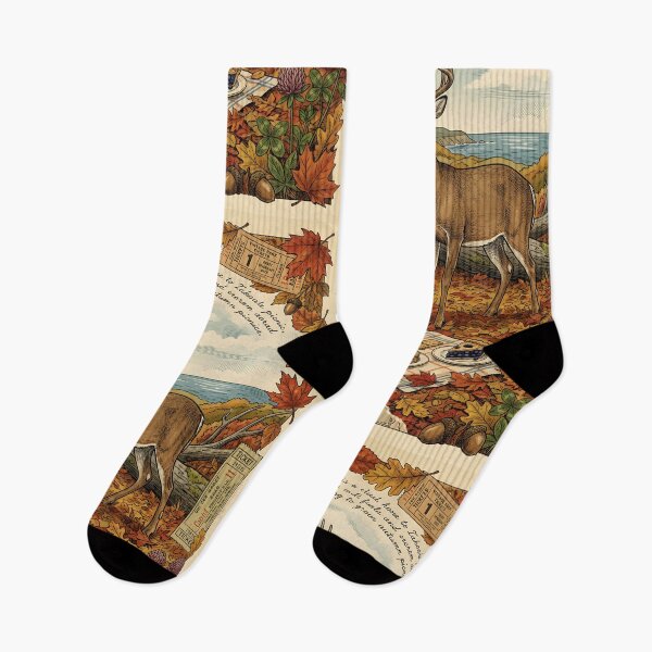 Item preview, Deer watches autumn picnic near Nova Scotia shores designed and sold by CoffeeinBloom.