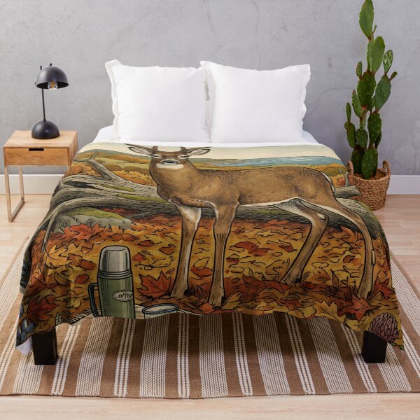 Item preview, Deer watches autumn picnic near Nova Scotia shores designed and sold by CoffeeinBloom.