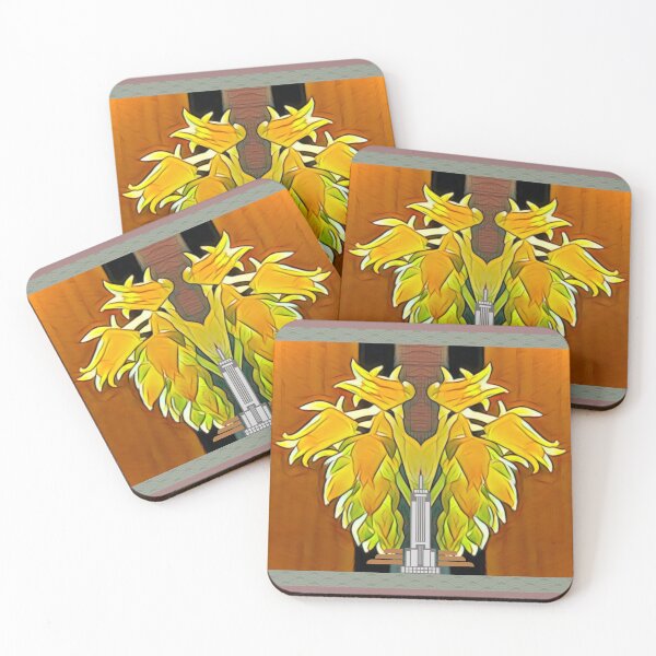 Item preview, Art Deco Icon with Yellow Flowers designed and sold by oh-bi-me.