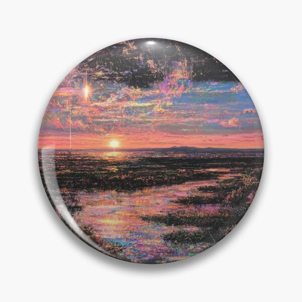 Item preview, Vibrant Rainbow Marsh Sunset Expressionist Oil Painting designed and sold by tgcww.