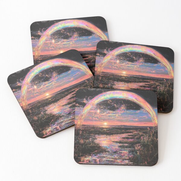 Item preview, Vibrant Rainbow Marsh Sunset Expressionist Oil Painting designed and sold by tgcww.