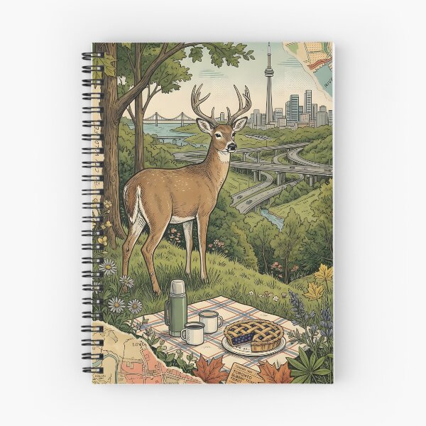 Item preview, Urban deer watches green picnic in Don Valley designed and sold by CoffeeinBloom.