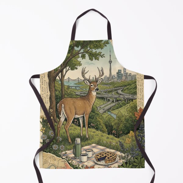 Item preview, Urban deer watches green picnic in Don Valley designed and sold by CoffeeinBloom.
