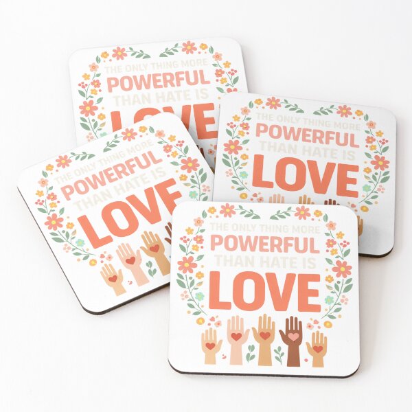 Item preview, Love Over Hate Quote – Kindness Unity Diversity Inspirational Floral Design designed and sold by YK SHOP.
