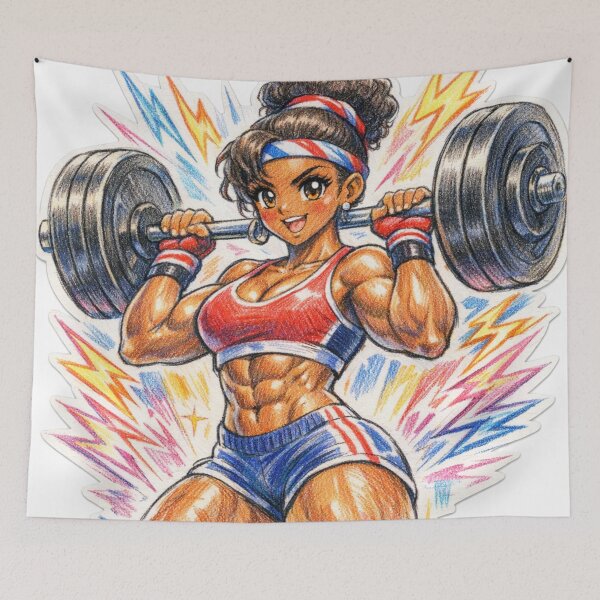 Item preview, Fitness Girl Anime Retro Electric Power designed and sold by JonelleTshirts.