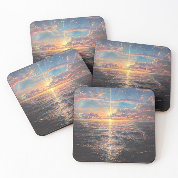 Item preview, Vibrant Iridescent Sunrise over Ocean Oil Painting designed and sold by tgcww.