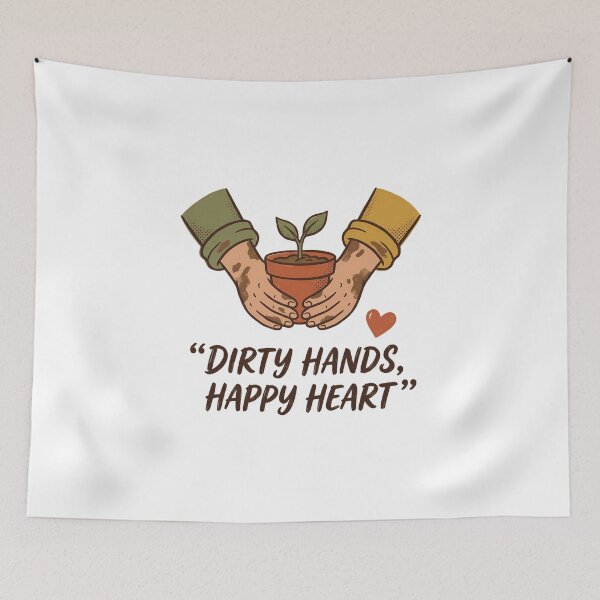Item preview, Dirty Hands Happy Heart Gardener Rustic Plant Lover Hand Drawn designed and sold by chattsuede.