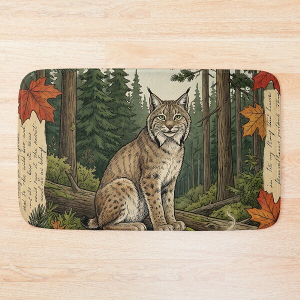 Item preview, Lynx watches wild breakfast among boreal forests designed and sold by CoffeeinBloom.