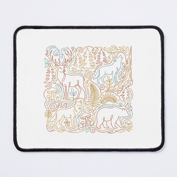 Item preview, Rustic Forest Animal Line Art woodland sketch minimalist designed and sold by chattsuede.