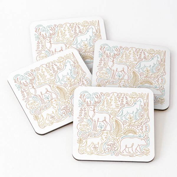 Item preview, Rustic Forest Animal Line Art woodland sketch minimalist designed and sold by chattsuede.