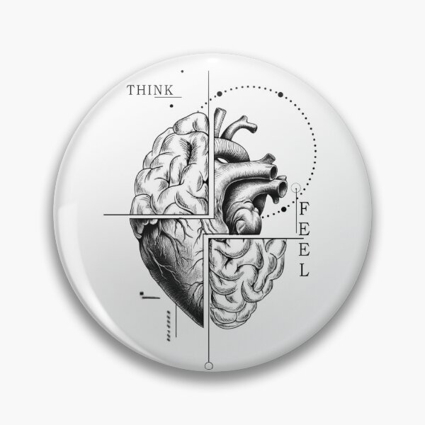 Item preview, Think vs Feel - Anatomical Brain and Heart Dualism Art designed and sold by birleşik zevkler.