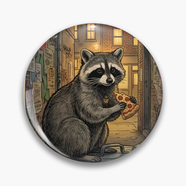Item preview, Urban raccoon eats pizza beneath Toronto city lights designed and sold by CoffeeinBloom.