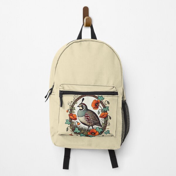 Item preview, Quail and Poppy Nature Art Print | Botanical Bird Illustration designed and sold by FrictionMaxxing.