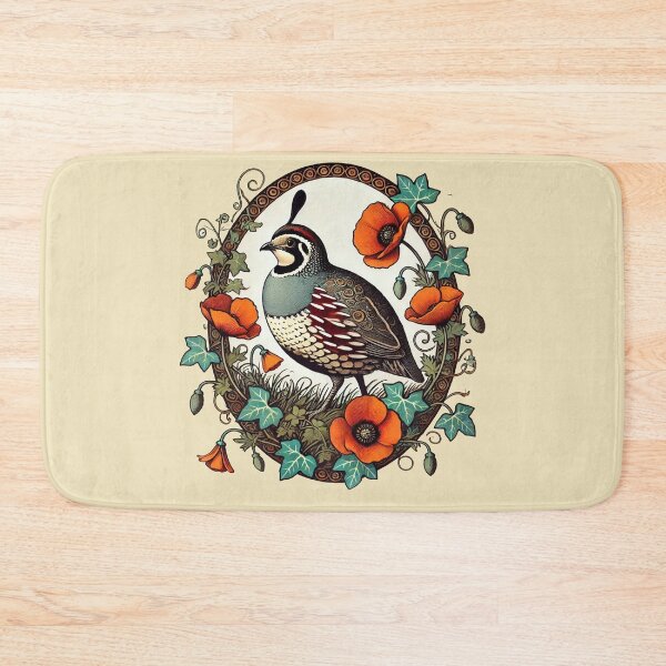 Item preview, Quail and Poppy Nature Art Print | Botanical Bird Illustration designed and sold by FrictionMaxxing.