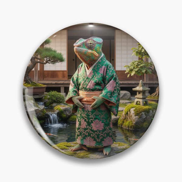 Item preview, Chameleon Surveys Japanese Garden with Satisfaction designed and sold by Tridentulus.