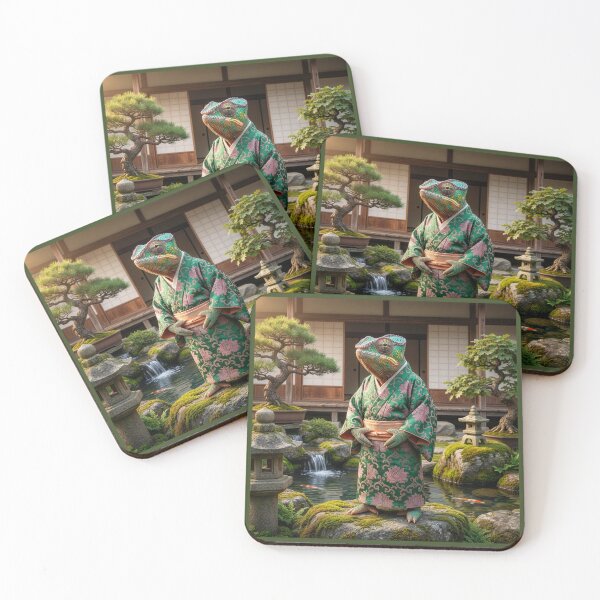 Item preview, Chameleon Surveys Japanese Garden with Satisfaction designed and sold by Tridentulus.