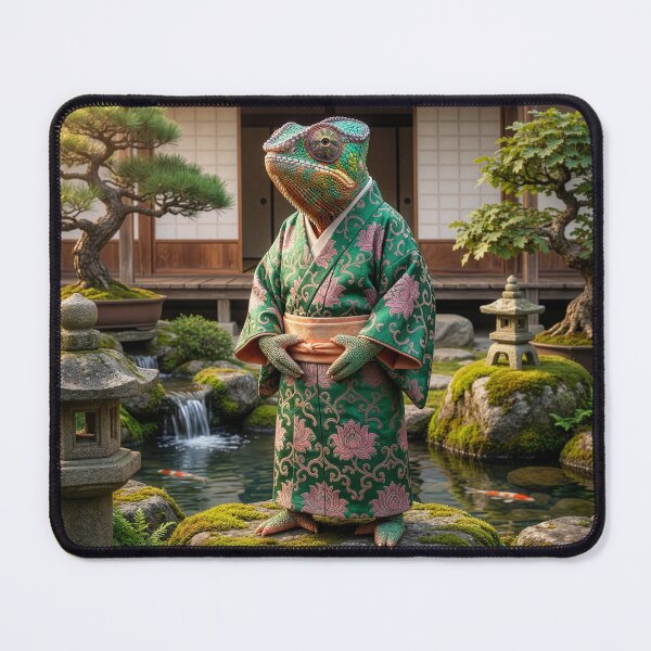 Item preview, Chameleon Surveys Japanese Garden with Satisfaction designed and sold by Tridentulus.