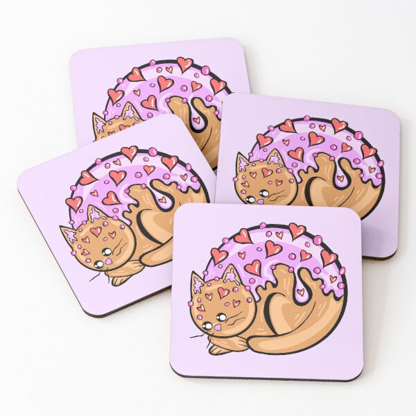 Item preview, Valentine Cookie Cat with pink background  designed and sold by missmann.