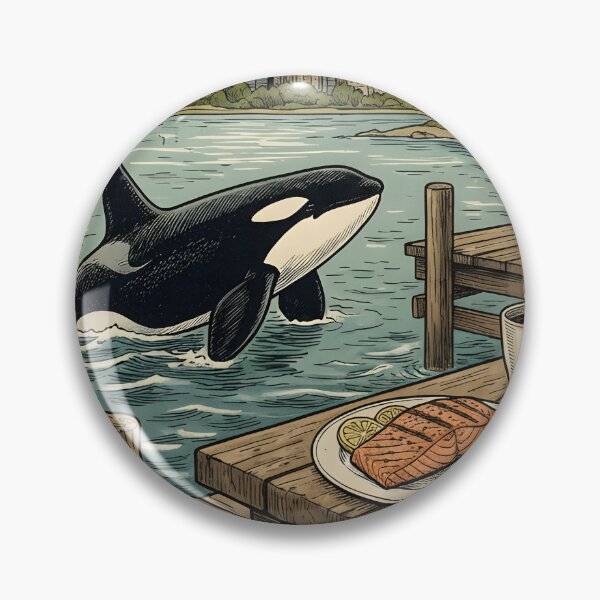Item preview, Orca surfaces by dock warm breakfast Vancouver coast designed and sold by CoffeeinBloom.