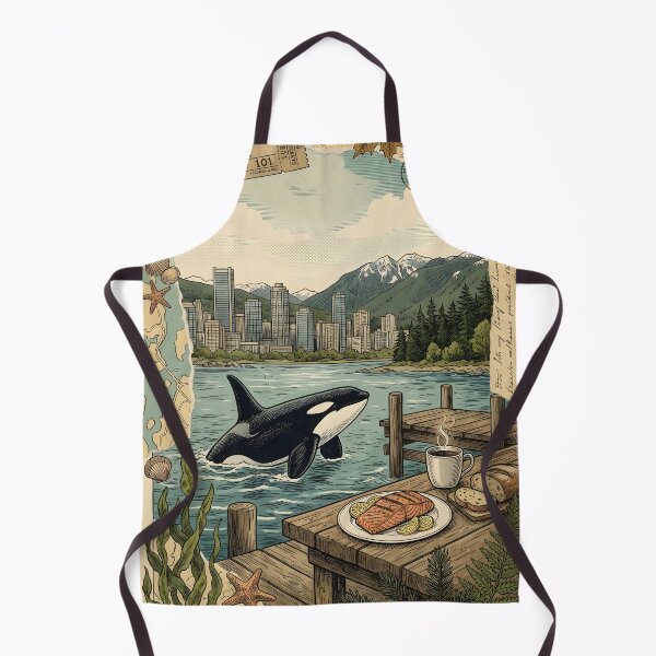 Item preview, Orca surfaces by dock warm breakfast Vancouver coast designed and sold by CoffeeinBloom.
