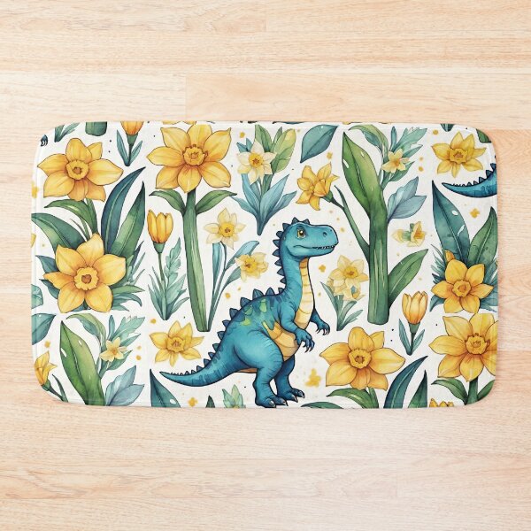Item preview, Cute Dinosaur with Daffodils Art Print | Whimsical Floral Dino Illustration designed and sold by FrictionMaxxing.