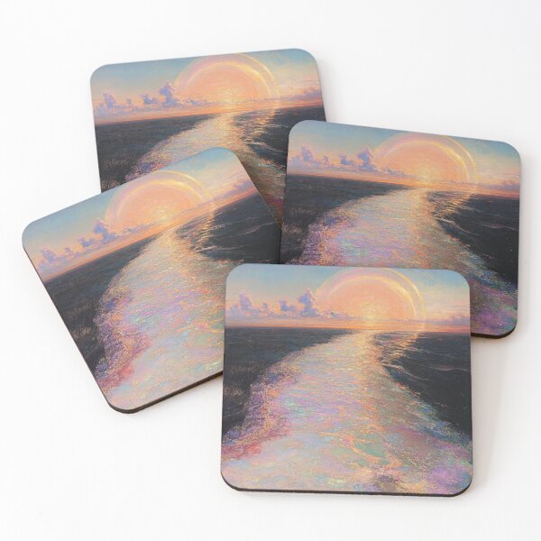 Item preview,  Iridescent Ocean Sunset Path with Celestial Halo Oil Painting designed and sold by tgcww.