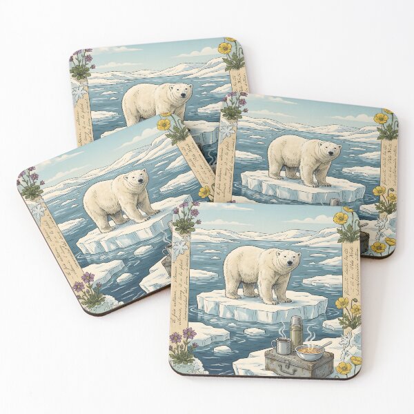 Item preview, Polar bear waits arctic silence steaming coffee traveler designed and sold by CoffeeinBloom.