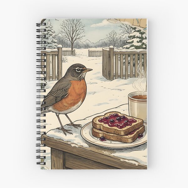 Item preview, Robin watches Canadian winter warm quiet morning breakfast designed and sold by CoffeeinBloom.