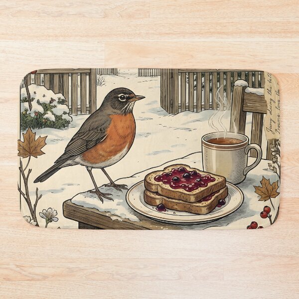 Item preview, Robin watches Canadian winter warm quiet morning breakfast designed and sold by CoffeeinBloom.