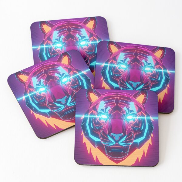 Item preview, Multicolor Neon Tiger Head - Vibrant Geometric Cyberpunk designed and sold by powersunlight.