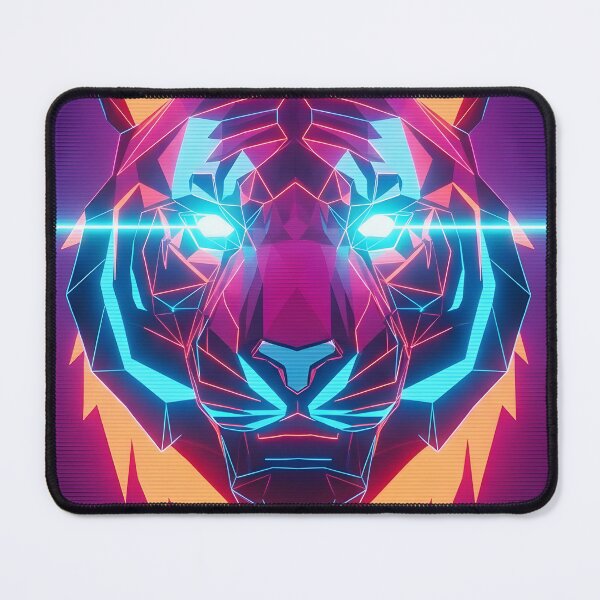 Item preview, Multicolor Neon Tiger Head - Vibrant Geometric Cyberpunk designed and sold by powersunlight.