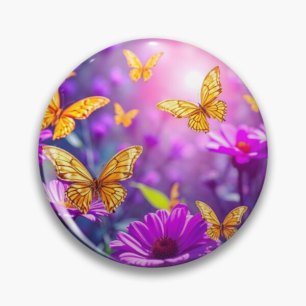 Item preview, Purple Flowers and Yellow Butterflies Flowers designed and sold by Sachie's Studio.