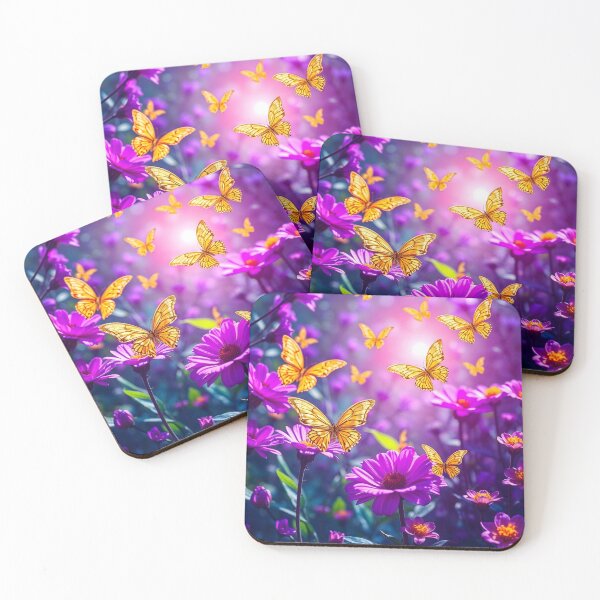 Item preview, Purple Flowers and Yellow Butterflies Flowers designed and sold by Sachie's Studio.