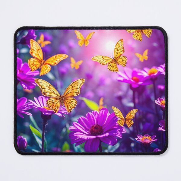 Item preview, Purple Flowers and Yellow Butterflies Flowers designed and sold by Sachie's Studio.