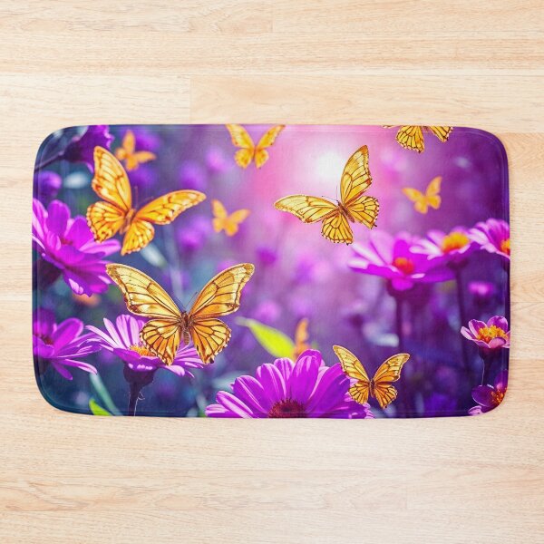 Item preview, Purple Flowers and Yellow Butterflies Flowers designed and sold by Sachie's Studio.