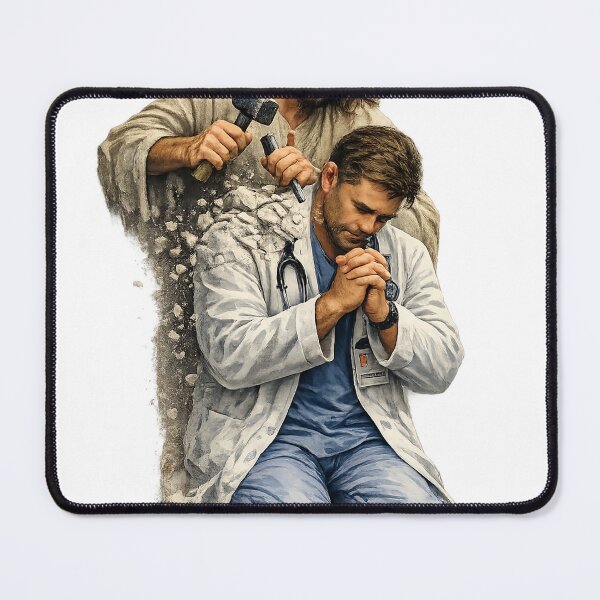 Item preview, Under Construction Be Patient Christian Art | Jesus Sculptor Doctor | Faith, Healing & Transformation T-Shirt Design designed and sold by Alpha Omega Shop.