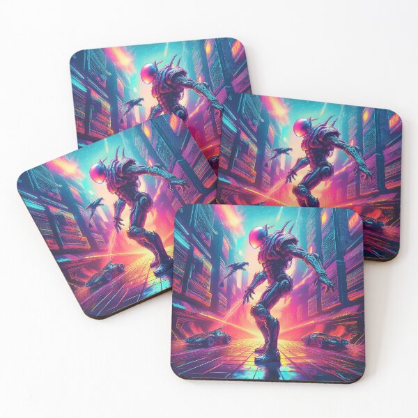 Item preview, Neon Guardian of the Futuristic Metropolis designed and sold by Black Ink Visions.
