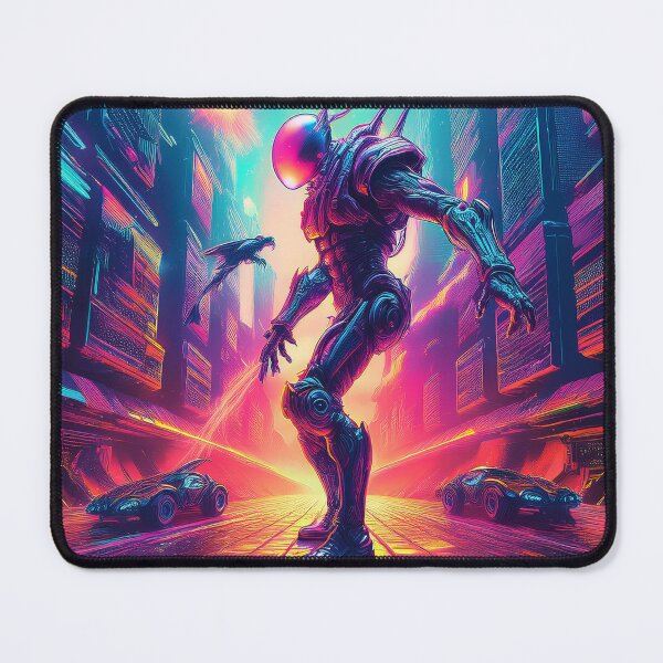 Item preview, Neon Guardian of the Futuristic Metropolis designed and sold by Black Ink Visions.
