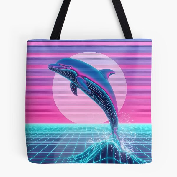 Item preview, Neon Chrome Dolphin - Vaporwave Seapunk Sunset designed and sold by powersunlight.
