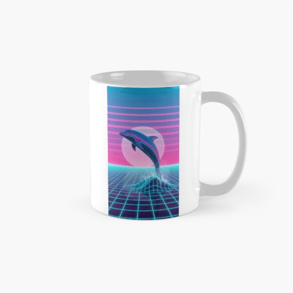Artikelvorschau, Neon Chrome Dolphin – Vaporwave Seapunk Sunset entworfen und verkauft von powersunlight.