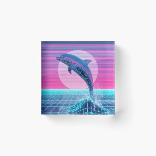 Item preview, Neon Chrome Dolphin - Vaporwave Seapunk Sunset designed and sold by powersunlight.