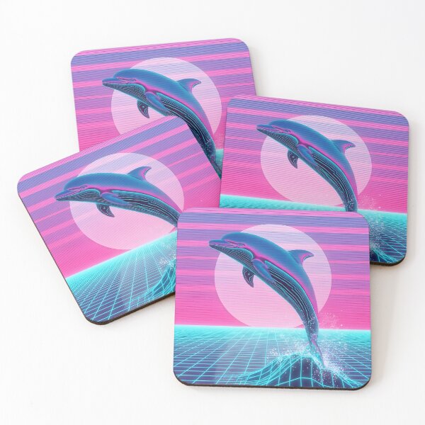 Item preview, Neon Chrome Dolphin - Vaporwave Seapunk Sunset designed and sold by powersunlight.