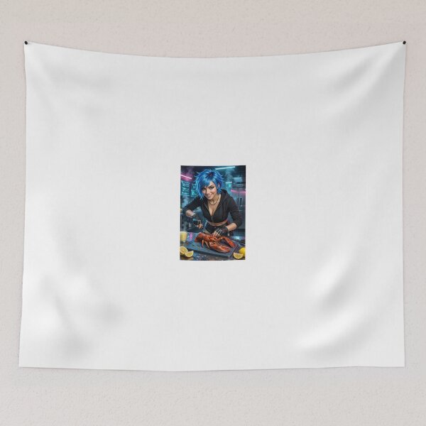 Item preview, cipher blue haired chef preparing lobster designed and sold by CathryneDelamort.