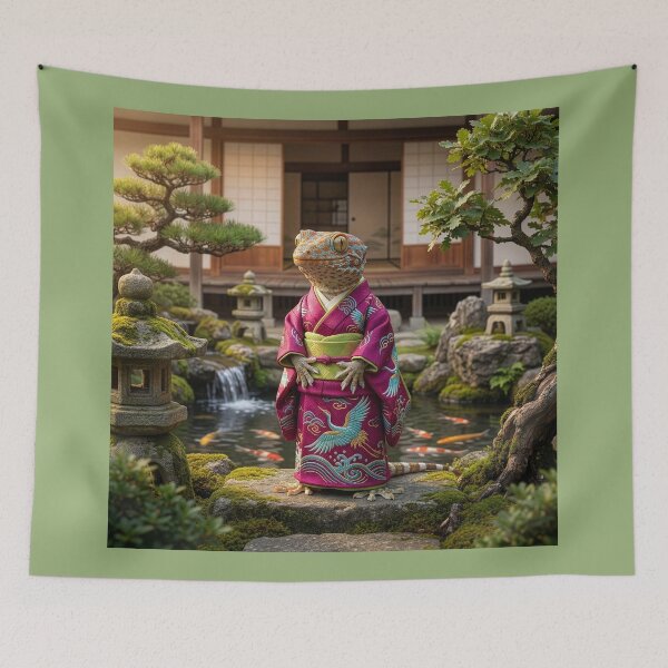 Item preview, Gecko in Japanese Garden by Koi Pond designed and sold by Tridentulus.