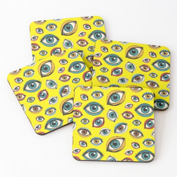 Item preview, All Eyes on You - Surreal Eye Pattern in Acid Yellow designed and sold by JawKneeArt.