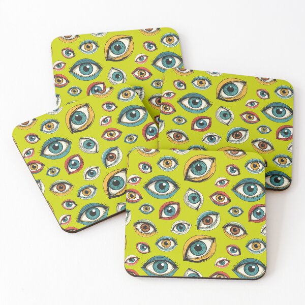 Item preview, All Eyes on You – Surreal Eye Pattern in Lime Green designed and sold by JawKneeArt.