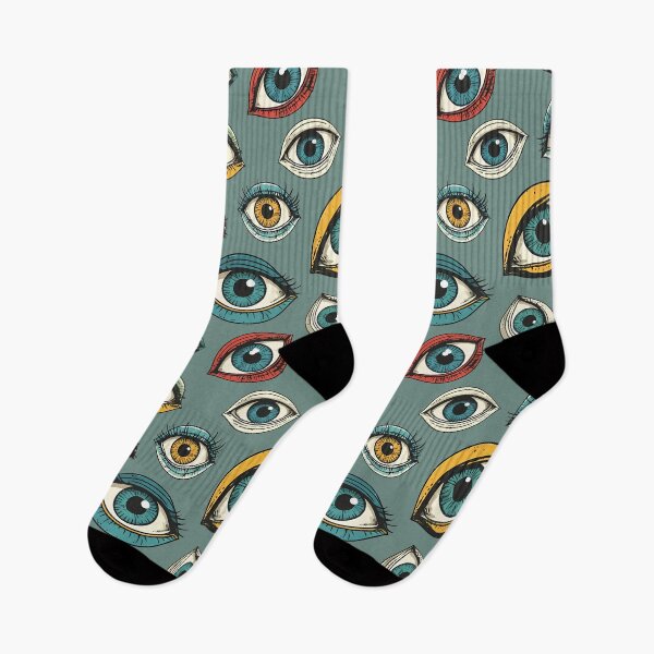 Item preview, All Eyes on You - Surreal Eye Pattern in Cool Blue Grey designed and sold by JawKneeArt.