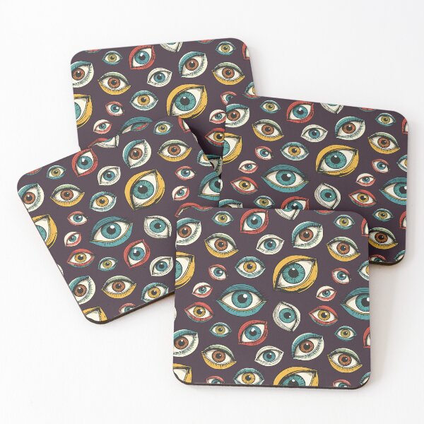 Item preview, All Eyes on You - Surreal Eye Pattern in Dark Plum designed and sold by JawKneeArt.