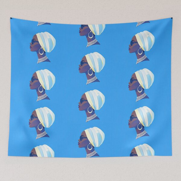 Item preview, Afrocentric Elegance – Modern Black Woman Portrait in Blue designed and sold by DucoDesign.